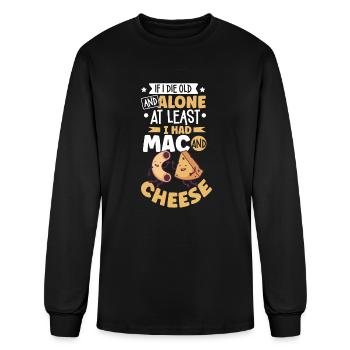 MAC AND CHEESE GIFT: powered by mac & cheese - Men's Long Sleeve T-Shirt - black - Front