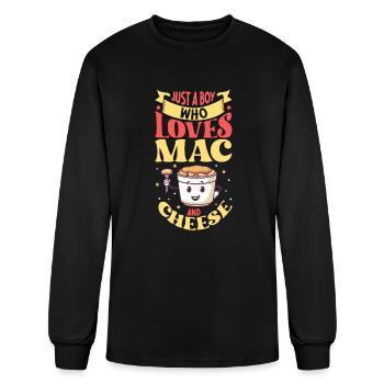 MAC AND CHEESE GIFT: powered by mac & cheese - Men's Long Sleeve T-Shirt - black - Front