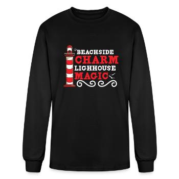Lighthouse Seaside Nautical Signal Tower Guiding - Men's Long Sleeve T-Shirt - black - Front
