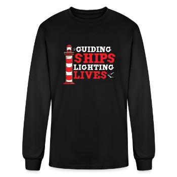 Lighthouse Seaside Nautical Signal Tower Guiding - Men's Long Sleeve T-Shirt - black - Front