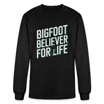 Bigfoot Believer Sasquatch Cryptid Forest Creature - Men's Long Sleeve T-Shirt - black - Front