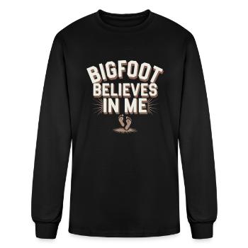 Bigfoot Believer Sasquatch Cryptid Forest Creature - Men's Long Sleeve T-Shirt - black - Front
