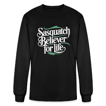 Bigfoot Believer Sasquatch Cryptid Forest Creature - Men's Long Sleeve T-Shirt - black - Front