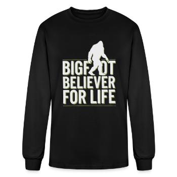 Bigfoot Believer Sasquatch Cryptid Forest Creature - Men's Long Sleeve T-Shirt - black - Front