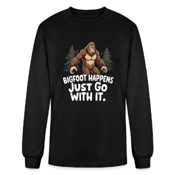 Bigfoot Believer Sasquatch Cryptid Forest Creature - Men's Long Sleeve T-Shirt - black - Front