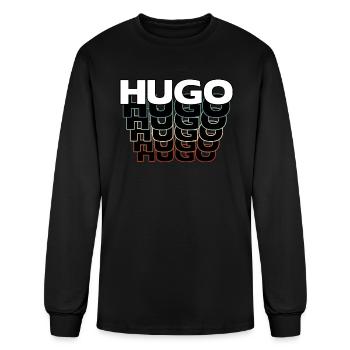 Hugo Funny Retro Vintage Sunset Hugo 80s 90s - Men's Long Sleeve T-Shirt - black - Front