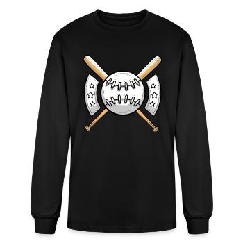 Baseball with Bats and Stars - Men's Long Sleeve T-Shirt - black - Front