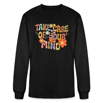 take care of your mind gift - Men's Long Sleeve T-Shirt - black - Front
