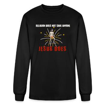 Religion Does Not Save Anyone Jesus Does - Men's Long Sleeve T-Shirt - black - Front