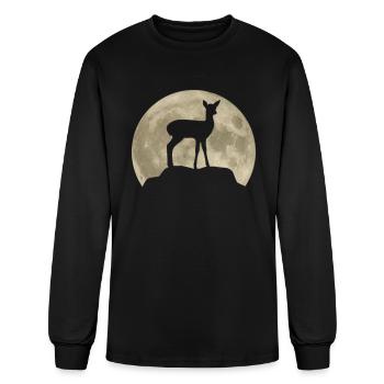 Roe Deer Moon Forest Animal Lovers Gift - Men's Long Sleeve T-Shirt - black - Front