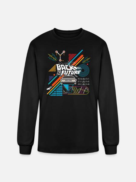 Back To The Future Logo With Delorean Time Machine - Men's Long Sleeve T-Shirt - black