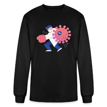 Health Care Professional Beating Coronavirus - Men's Long Sleeve T-Shirt - black - Front