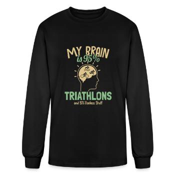 My Brain is 95% Triathlons Triathlete Training - Men's Long Sleeve T-Shirt - black - Front