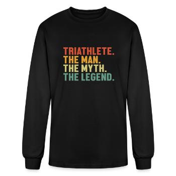 Triathlete Man Myth Legend Triathlete Training - Men's Long Sleeve T-Shirt - black - Front