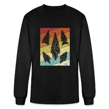 Retro Artifact Rocks Flint Hunter Arrowhead - Men's Long Sleeve T-Shirt - black - Front