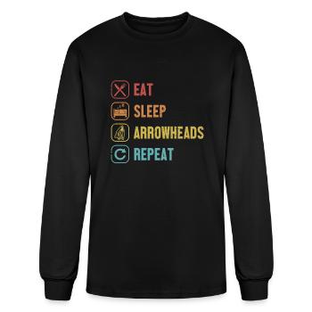 Eat Sleep Arrowheads Repeat Flint Rocks Arrowhead - Men's Long Sleeve T-Shirt - black - Front