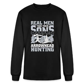 Real Men Take Their Sons Rocks Flint Arrowhead - Men's Long Sleeve T-Shirt - black - Front