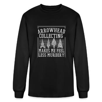 Makes Me Feel Less Murdery Flint Rocks Arrowhead - Men's Long Sleeve T-Shirt - black - Front
