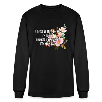 This Boy Be In My DM Says I'm Pretty I Wonder - Men's Long Sleeve T-Shirt - black - Front