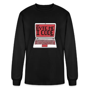 Byte Me I Code Coder Engineer Full Stack Software - Men's Long Sleeve T-Shirt - black - Front