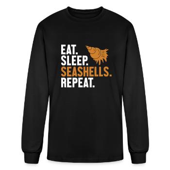 Manger Dormir Coquillages Répéter Coquillage Chasseur Coquillage - T-shirt à manches longues Homme - noir - Devant