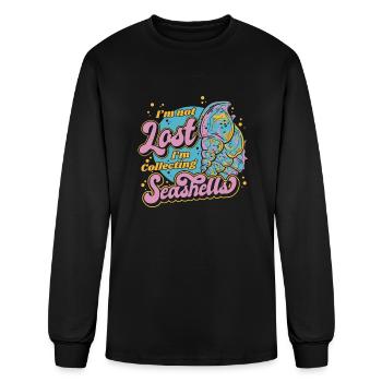 Je ne suis pas perdu Je collectionne les coquillages Coquillages - T-shirt à manches longues Homme - noir - Devant