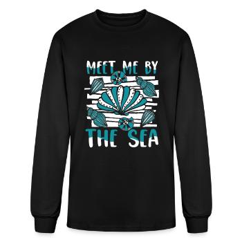 Rencontrez-moi près de la mer coquillage sac coquillage coquillage - T-shirt à manches longues Homme - noir - Devant