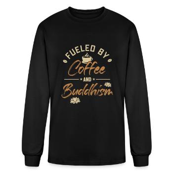Fueled by Coffee and Buddhism Buddhist Statue - Men's Long Sleeve T-Shirt - black - Front
