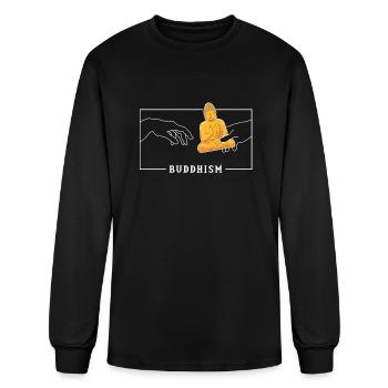 Michelangelo Creation of Adam Buddhism Buddhist - Men's Long Sleeve T-Shirt - black - Front