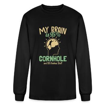 My Brain is 95% Cornhole Boards Bean Bag Game - Men's Long Sleeve T-Shirt - black - Front