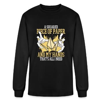 A Squared Piece Of Paper Paper Crane Folding Owl - Men's Long Sleeve T-Shirt - black - Front