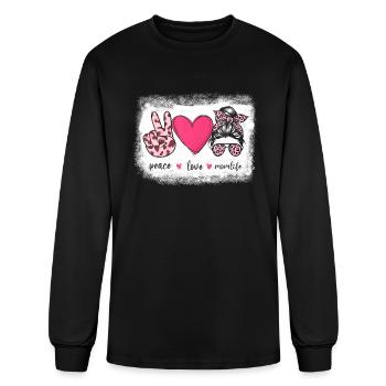 Peace Love Mom Life bleached s for Mother's Day Wo - Men's Long Sleeve T-Shirt - black - Front