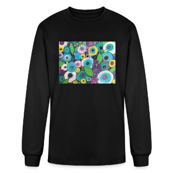 Willows Turquoise Flower Garden - Men's Long Sleeve T-Shirt - black - Front