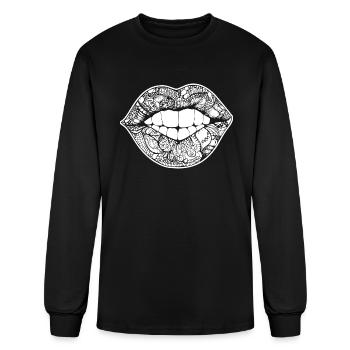 Lips Kissing Mouth Smooch - Men's Long Sleeve T-Shirt - black - Front