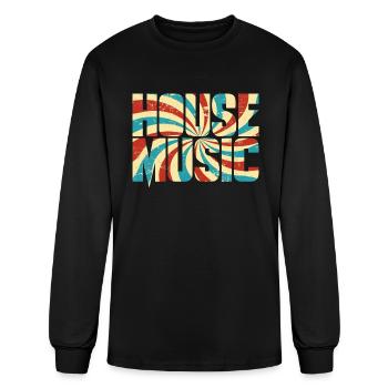 House Music Retro Vintage Electronic Music - Men's Long Sleeve T-Shirt - black - Front
