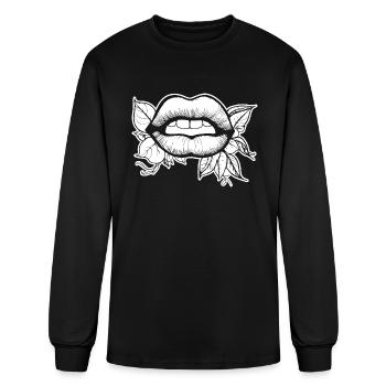 Lips Kissing Mouth Smooch - Men's Long Sleeve T-Shirt - black - Front