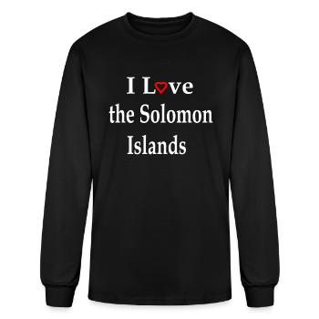 I Love the Solomon Islands Red Heart text w - Men's Long Sleeve T-Shirt - black - Front