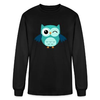 Winking Blue Owl - Men's Long Sleeve T-Shirt - black - Front
