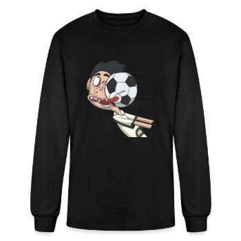 Football in the face - Men's Long Sleeve T-Shirt - black - Front
