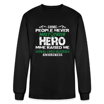 Meet Hero- Spinal Cord Injuries Awareness Ribbon - Men's Long Sleeve T-Shirt - black - Front