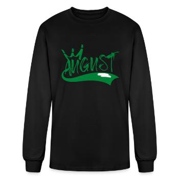 August Crown Birthday of the Month Swoosh Green - Men's Long Sleeve T-Shirt - black - Front
