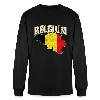 Belgium Distressed - Men's Long Sleeve T-Shirt - black - Front