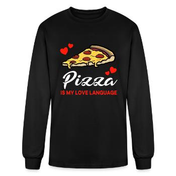 Pepperoni Pizza Is My Love Language Funny - Men's Long Sleeve T-Shirt - black - Front