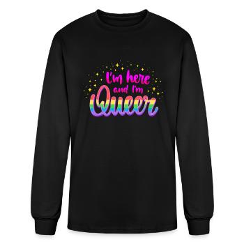 I AM HERE AND I AM QUEER - Men's Long Sleeve T-Shirt - black - Front