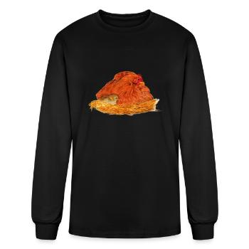 Hen and chick on nest - Men's Long Sleeve T-Shirt - black - Front