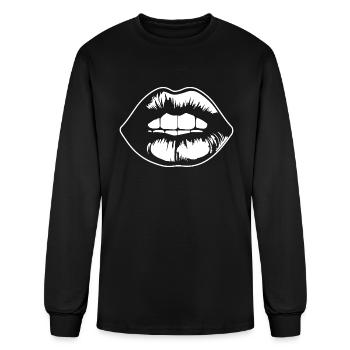 Lips Kissing Mouth Smooch - Men's Long Sleeve T-Shirt - black - Front