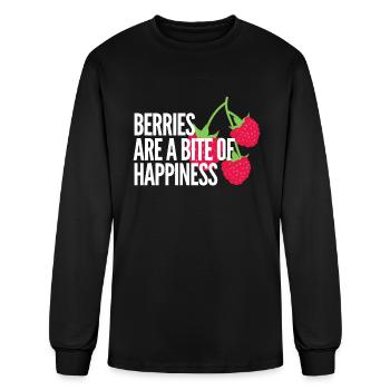 Berries Are A Bite Of Happiness Raspberry - Men's Long Sleeve T-Shirt - black - Front