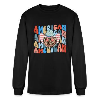 American - Men's Long Sleeve T-Shirt - black - Front