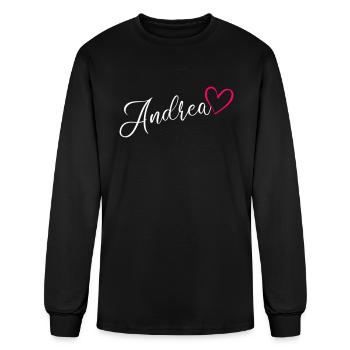 Andrea Name Pink Heart - Men's Long Sleeve T-Shirt - black - Front
