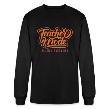 teachers mode all day - Men's Long Sleeve T-Shirt - black - Front